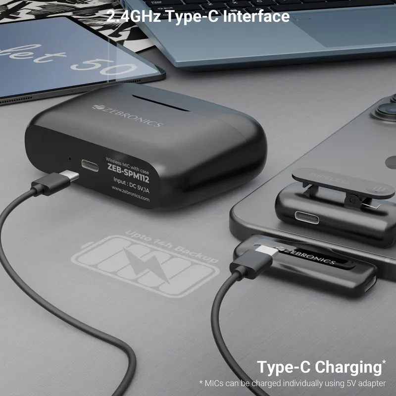 Zebronics Wireless Lavalier Mic with Type C Charging Case (Wavlet 50) view 3